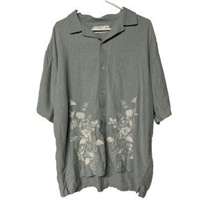 The A & F Summer Linen Blend Mens Casual Button Up Shirt Embroidered Abercrombie